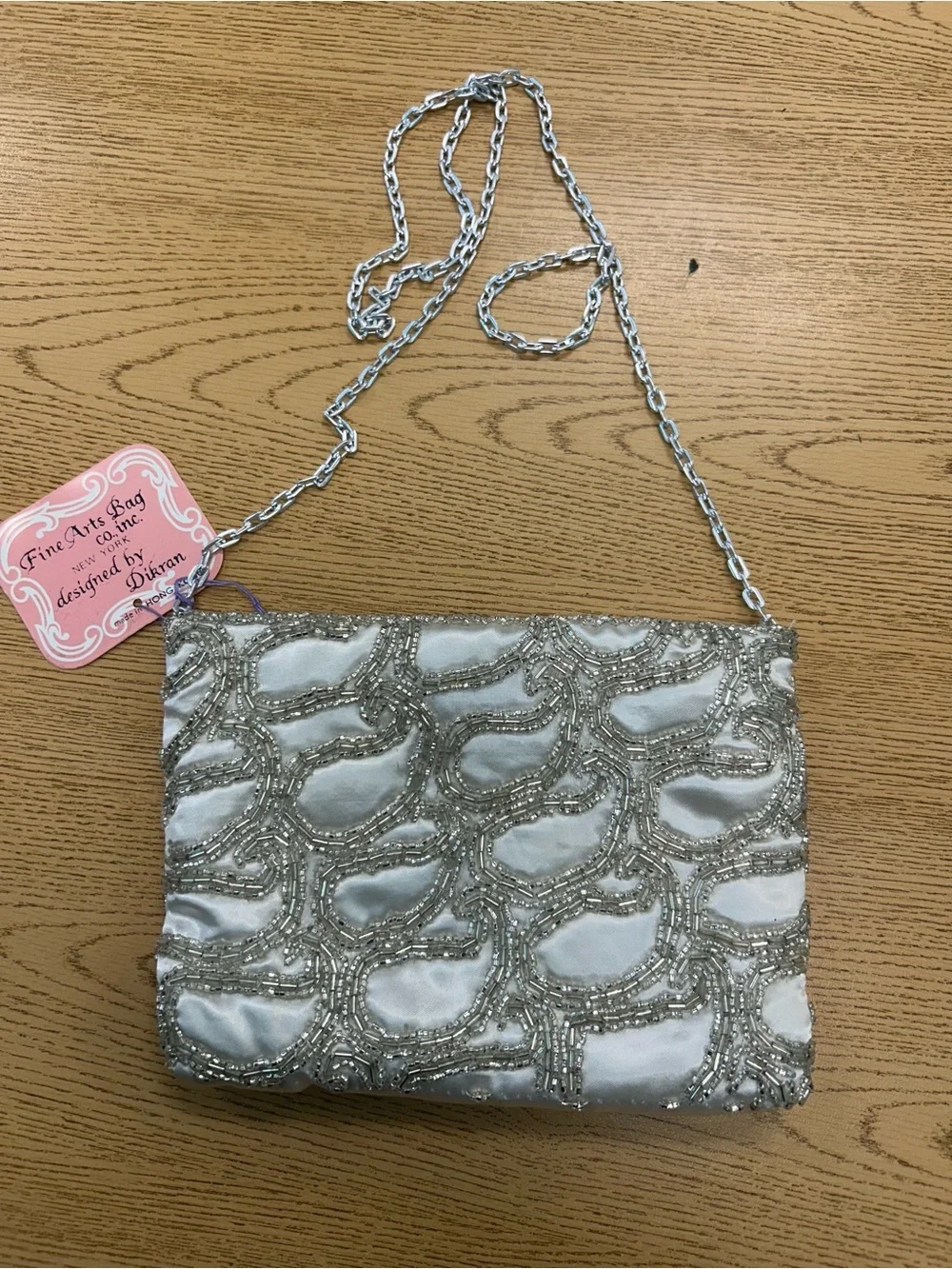 Vintage white satin Beaded bridal Evening Crossbody nwt!